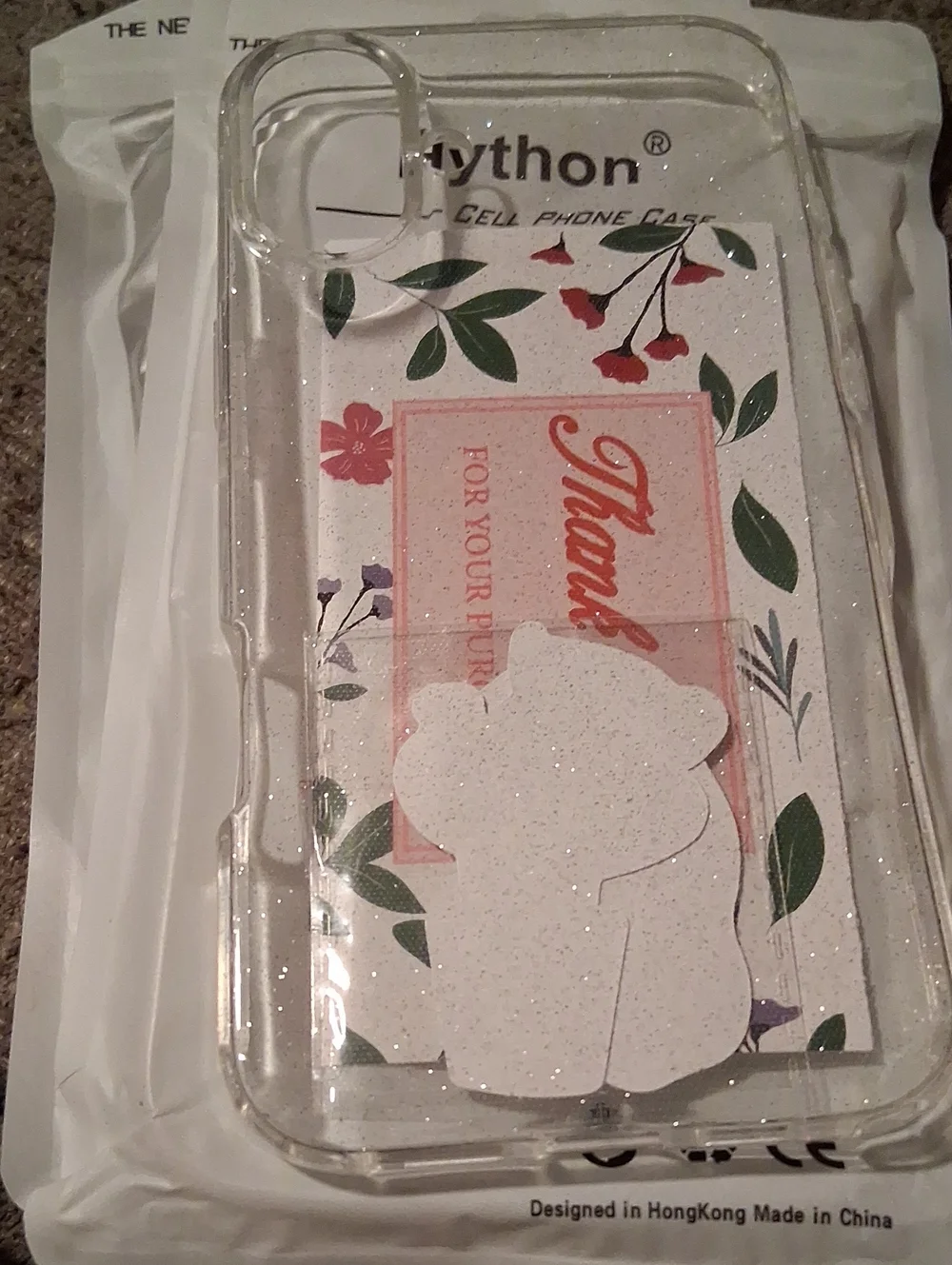 Hython iPhone 16 Clear Case with Sparkle Cover